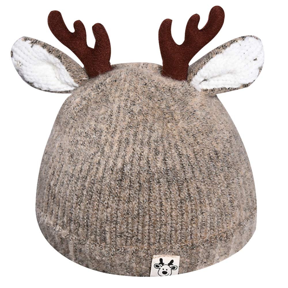 Infant Toddler Girls Boys Cute Reindeer Antlers Beanie Hat Winter Warm Crochet Knitted Cap