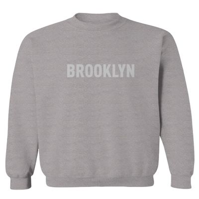 0235. White Fonts New York Brooklyn NYC Cool Hipster Street Men's Crewneck Sweatshirt (Light Gray Small)