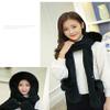 Women Girls Cute Panda Animal Winter Hats 3 in 1 Warm Plush Hoodie Cap Paw Gloves Mitten Scarf Set (Black, With Fur Trim) view 2