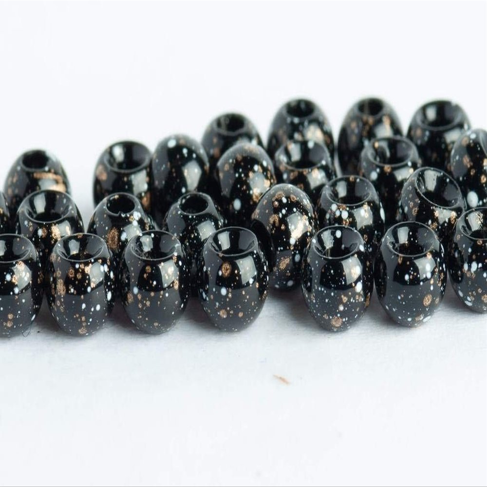 Blue Wing Olive Tungsten Beads for Fly Tying - 100 Pack (Mottled Black, 3.2 mm (1/8"))