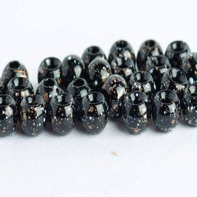 Blue Wing Olive Tungsten Beads for Fly Tying - 100 Pack (Mottled Black, 2.4 mm (3/32"))