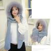 Women Girls Cute Panda Animal Winter Hats 3 in 1 Warm Plush Hoodie Cap Paw Gloves Mitten Scarf Set (Grey, With Fur Trim) view 3