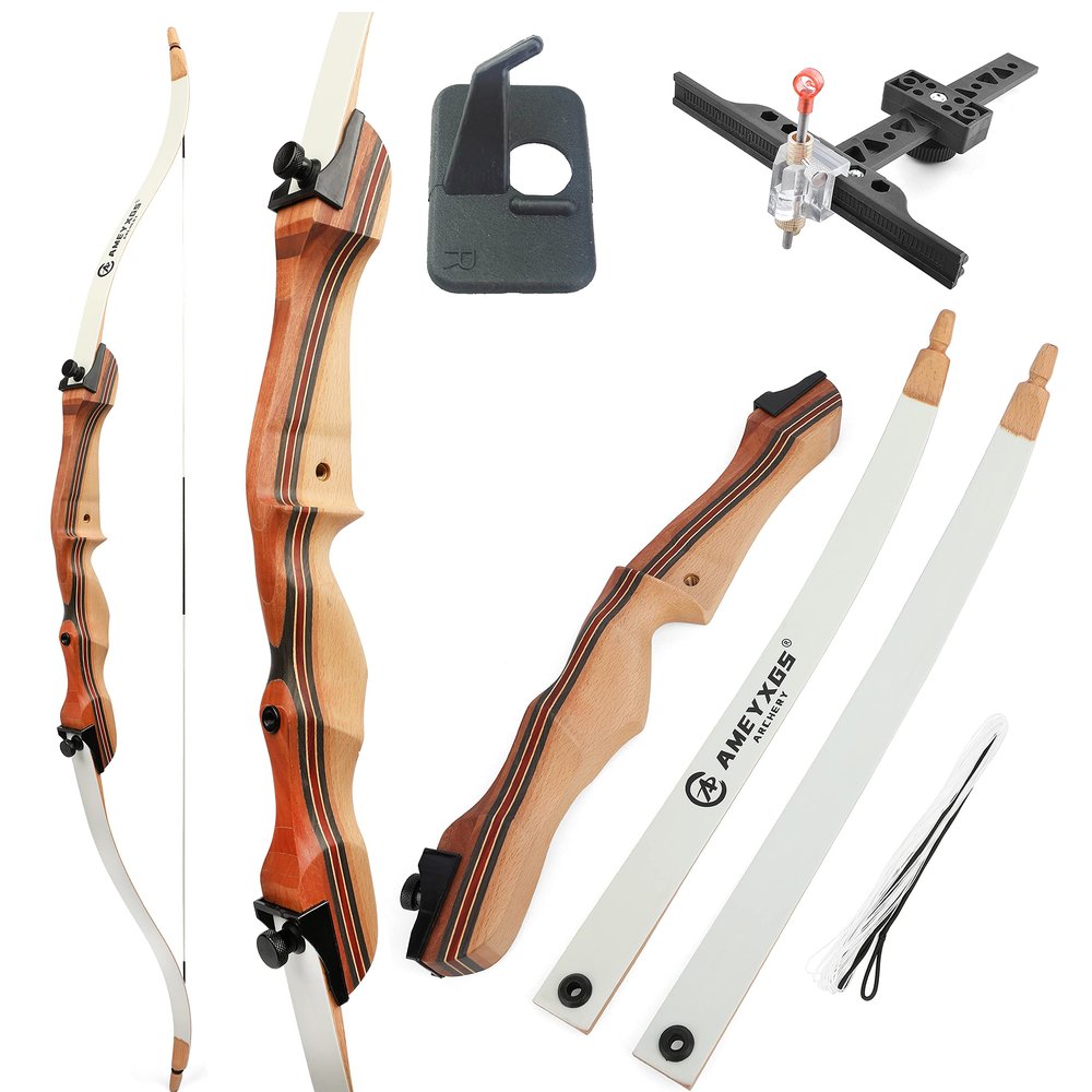 10-22lbs Archery Junior Recurve Bow 48" 54" Takedown Recurve Bow Youth Practice Training Bow Wooden Riser Targeting Bow (48inch, 18lbs)
