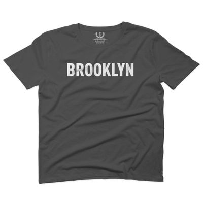 0235. White Fonts New York Brooklyn NYC Cool Hipster Street for Men T Shirt (Charcoal, 2X-Large)