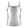 TiaoBug Girls Shiny Metallic Dance Crop Tops Sleeveless Camisole Tank Tops Jazz Dancing Performance Shirt Metallic Silver 6 view 1