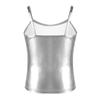 TiaoBug Girls Shiny Metallic Dance Crop Tops Sleeveless Camisole Tank Tops Jazz Dancing Performance Shirt Metallic Silver 6 view 2
