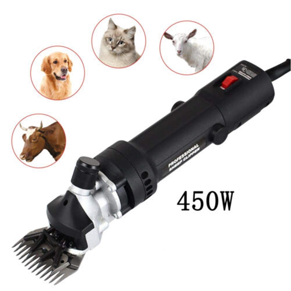 Sheep Shears 110V 450W Electric Pet Grooming Goat Clippers Farm Animal Shave Tool with 13 Straight Tooth Shear Blades 6 Adjustable Speed for Goats Alpaca Llamas Horse Cattle Large Dog Farm Livestock