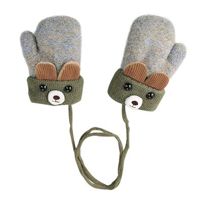 Cute Baby Toddler Knit Animal Plush Lined Bear Mitten Colorful Lightweight Soft Cold Weather Winter Funny Cozy Warm Gloves Hand Cover Accessories Gift Boy Girl 0-3 Yeas Old Gray