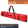 AUMTISC Ski Bag, Padded Ski Bags for Air Travel, Single Ski Carry Bag to Transport Skis, Waterproof Snow Skiing Travel Bags for Flying with Adjustable Handle, 170cm Red view 2