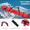 AUMTISC Ski Bag, Padded Ski Bags for Air Travel, Single Ski Carry Bag to Transport Skis, Waterproof Snow Skiing Travel Bags for Flying with Adjustable Handle, 170cm Red view 3