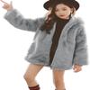 ASHER FASHION Little Big Girls Winter Outfit Hooded Fur Jacket Warm Cotton Fleece Thick Coat Outwear view 1