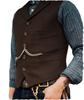 Aesido Formal Men's Vests Slim Fit Soft Wool Tweed Herringbone Business Suit Vest Waistcoat for Wedding Groomsmen(Coffee,M) view 1