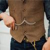 Aesido Formal Men's Vests Slim Fit Soft Wool Tweed Herringbone Business Suit Vest Waistcoat for Wedding Groomsmen(Champagne,M) view 3