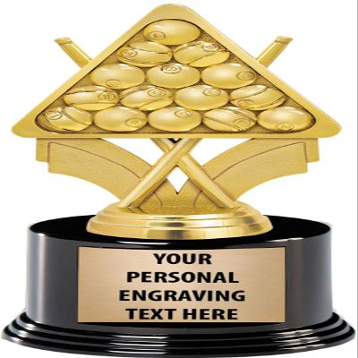 Crown Awards Billiard Trophy, 7.25" Pool Billiards Trophy with 5 Lines of Text Included, 10 Pack
