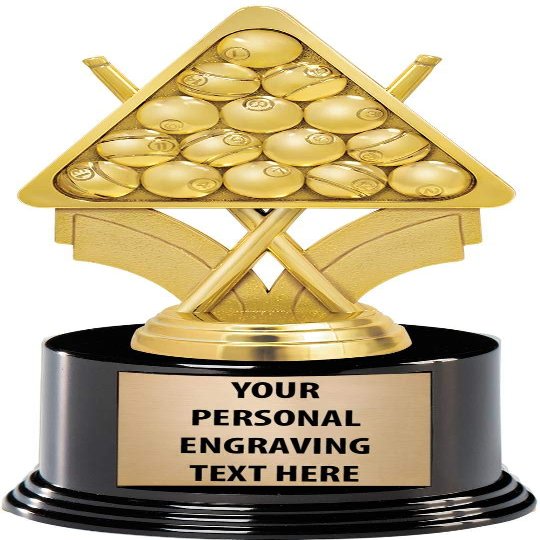 Crown Awards Billiard Trophy, 7.25" Pool Billiards Trophy with 5 Lines of Text Included, 10 Pack