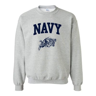 AW03 - US Naval Academy Midshipmen Arch Logo CREW SWEATSHIRT - 2X-Large - Sport Grey