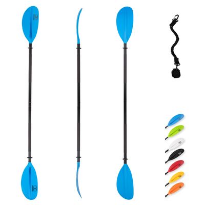 OCEANBROAD Kayak Paddle 90.5in/230cm Alloy Shaft Kayaking Boating Canoeing Oar with Paddle Leash 1 Paddle, Blue