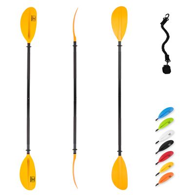 OCEANBROAD Kayak Paddle 90.5in/230cm Alloy Shaft Kayaking Boating Canoeing Oar with Paddle Leash 1 Paddle, Yellow