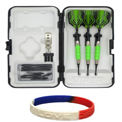 sure grip Viper Green Soft Tip Darts with Dart Case & Accessories Choice of Flights 16 or 18 Grams (Harrows Plexus, 16g)