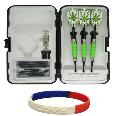 Sure Grip Viper Green Soft Tip Darts with Dart Case & Accessories Choice of Flights 16 or 18 Grams (Pot Leaves Slim, 16g)