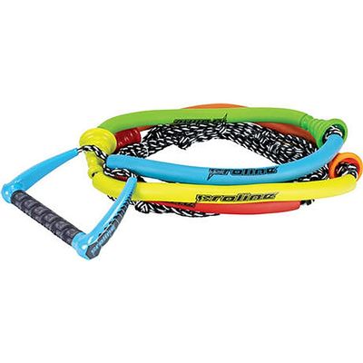 Proline Connelly Tug Surf Rope, 30' with Hand Holds and Floats, Rainbow/Black