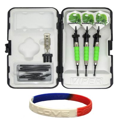 sure grip Viper Green Soft Tip Darts with Dart Case & Accessories Choice of Flights 16 or 18 Grams (Cartoon Lizard, 16g)