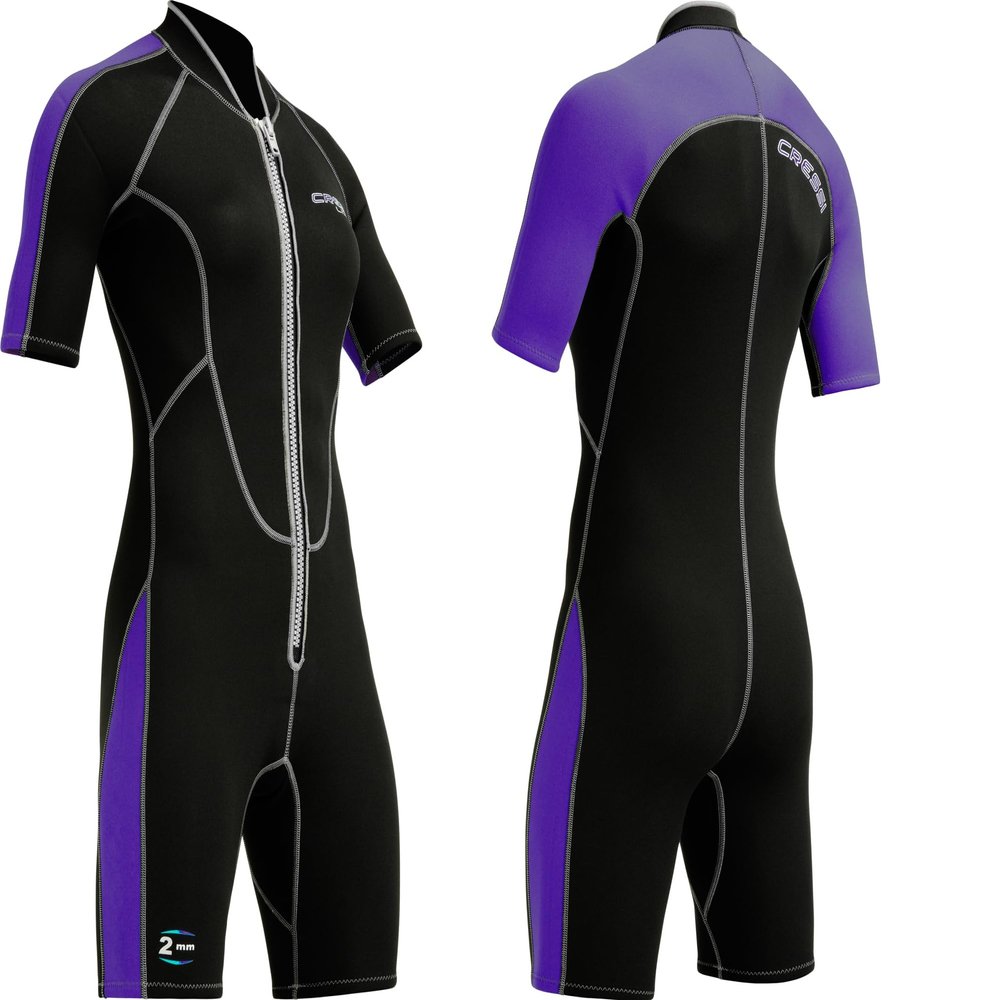 Cressi Lido 2 mm Lady Short Sleeves Short Wetsuits, Black/Purple, XL