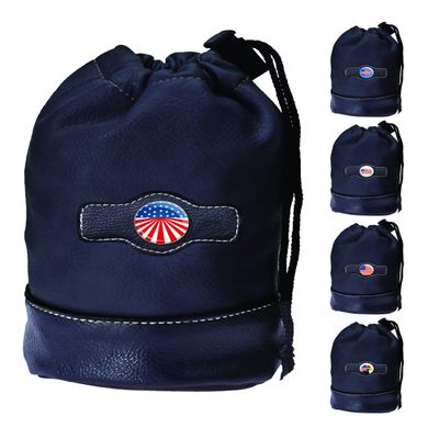 Clip Wipes Golf Pouch - American Flag USA Theme - Drawstring Style (Black-Flag2)