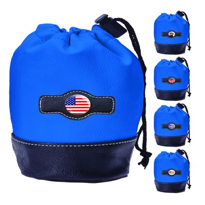 Clip Wipes Golf Pouch - American Flag USA Theme - Drawstring Style (Blue-Flag)