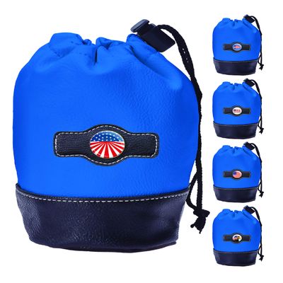 Clip Wipes Golf Pouch - American Flag USA Theme - Drawstring Style (Blue-Flag2)