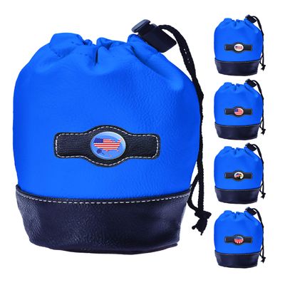 Clip Wipes Golf Pouch - American Flag USA Theme - Drawstring Style (Blue-Map)