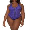 Smart & Sexy womens Racerback One Piece Swimsuit, Electric Python, Medium US view 3