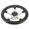 NovelBee 11-1/2 Inch Stainless Steel 5 Spoke Boat Marine Destroyer Steering Wheel with Black PU Foam (Without Knob) view 1
