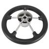 NovelBee 11-1/2 Inch Stainless Steel 5 Spoke Boat Marine Destroyer Steering Wheel with Black PU Foam (Without Knob) view 2