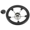 NovelBee 11-1/2 Inch Stainless Steel 5 Spoke Boat Marine Destroyer Steering Wheel with Black PU Foam (Without Knob) view 3