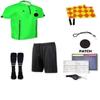 Soccer Referee 9 Piece Short Sleeve Package Referee Jersey Black Shorts Socks Patch Whistle Lanyard Referee Wallet Cards Flag Set (Green, Adult XX Large) view 2