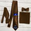 KissTies Boys Tie Truffle Brown Satin Solid Necktie For Kids Ties + Gift Box view 4