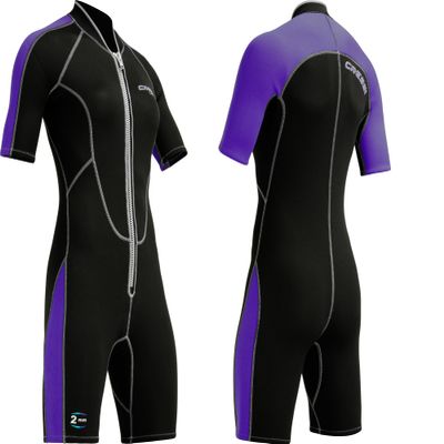 Cressi Lido 2 mm Lady Short Sleeves Short Wetsuits, Black/Purple, 2XL