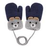 Toddler Baby Knitted Winter Gloves Cable Mittens Cute Cartoon Bear Kids Boys Girls Thermal Thick Fleece Lined Gloves Wool Warm Knit Snow Ski Cold Weather Gloves Children with String Age 0-3Y view 1