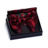 GUSLESON Floral Red Bow Ties for Men Silk Black Pre-tied Big Bowtie and Pocket Square Cufflink Set (0617-04) view 2