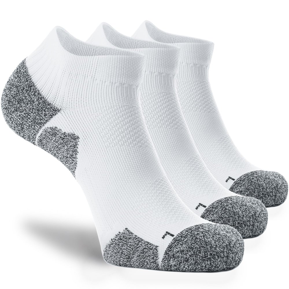 CWVLC Unisex Cushioned Compression Athletic Ankle Socks Multipack, 3-pairs White, XL (13.5-15.5 W US/ 12-14 M US)