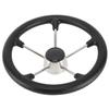 NovelBee 13-1/2 Inch Stainless Steel 5 Spoke Boat Marine Destroyer Steering Wheel with Black PU Foam view 1
