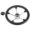 NovelBee 13-1/2 Inch Stainless Steel 5 Spoke Boat Marine Destroyer Steering Wheel with Black PU Foam view 3