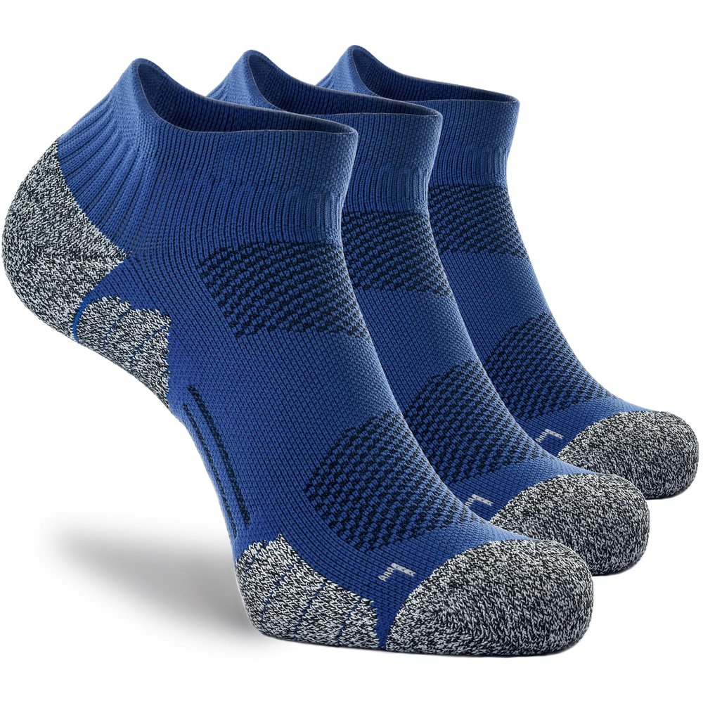 CWVLC Unisex Cushioned Compression Athletic Ankle Socks Multipack, 3-pairs Royal, M (7.5-10 W US/ 6-8.5 M US)
