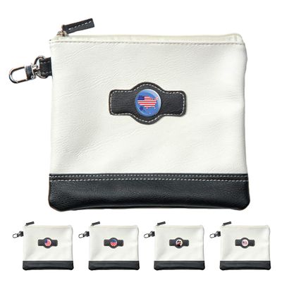 Clip Wipes Golf Pouch - American Flag | USA - Zipper Style (White-Map)