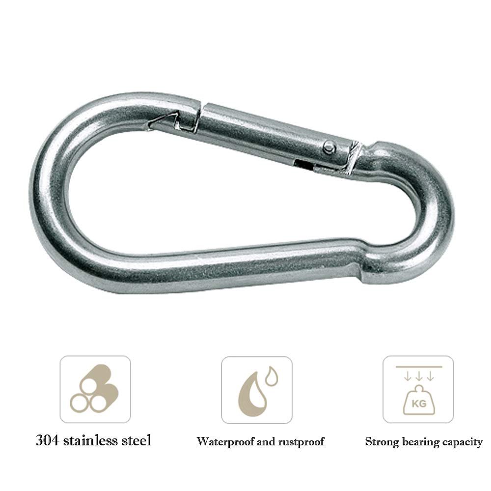 AnEssOil Spring Snap Hook Carabiner 304 Stainless Steel Clip Light Durable Bearing Capacity 400kg Solid Design