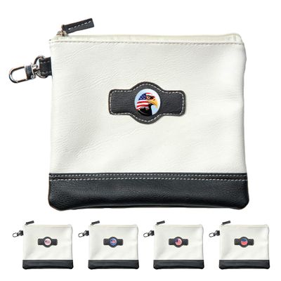 Clip Wipes Golf Pouch - American Flag | USA - Zipper Style (White-Eagle)