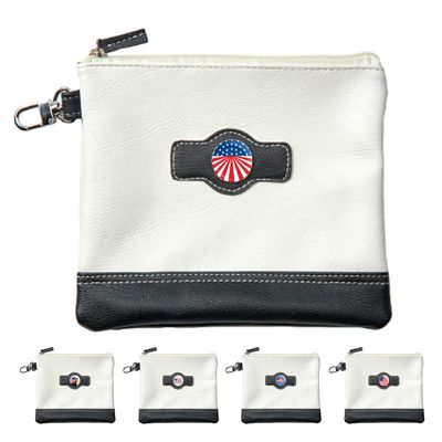 Clip Wipes Golf Pouch - American Flag | USA - Zipper Style (White-Flag2)