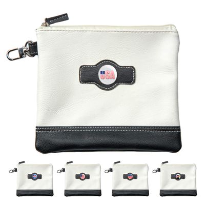 Clip Wipes Golf Pouch - American Flag | USA - Zipper Style (White-USA)