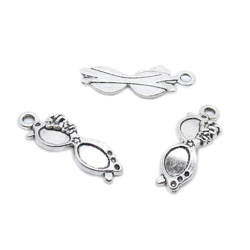 20 Pieces Antique Silver Plated Jewelry Charms GY04504 Lady Eyeglass Sunglasses